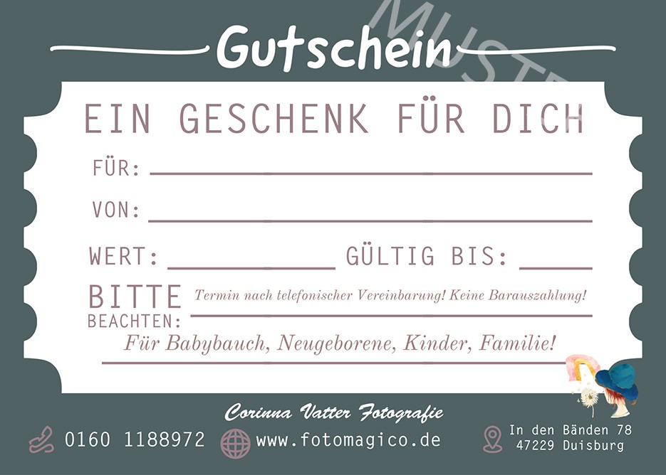 Gutschein für Fotoshooting Fotoshooting Geschenkgutschein